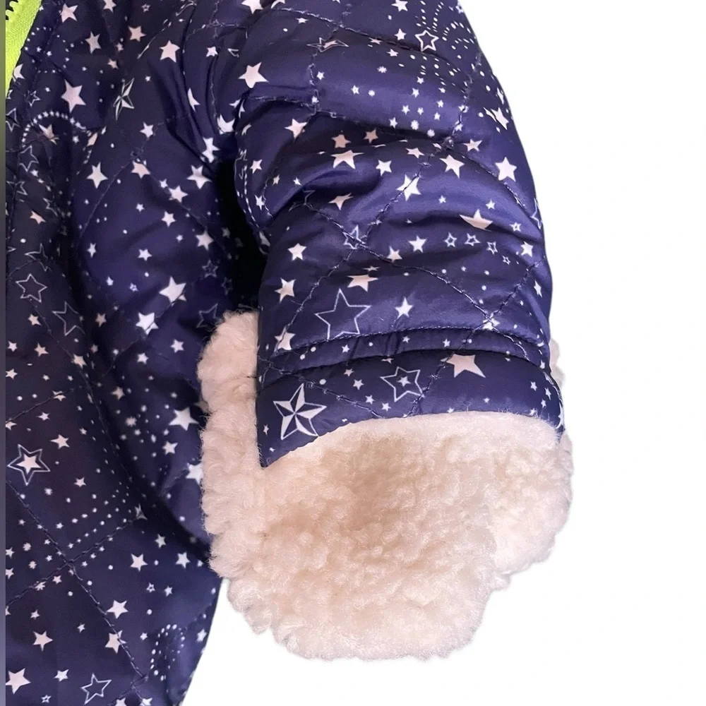 EGG New York fur lined Stars & Moons Zip Up Snowsuit Sz 3M​​​​